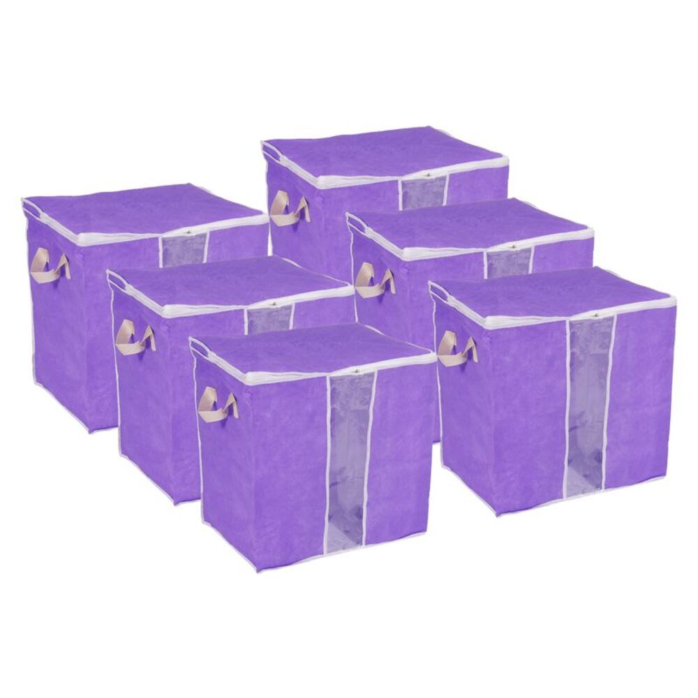 6pcs Clothes Comforters Storage Bag Folding Containers with Zipper Pink